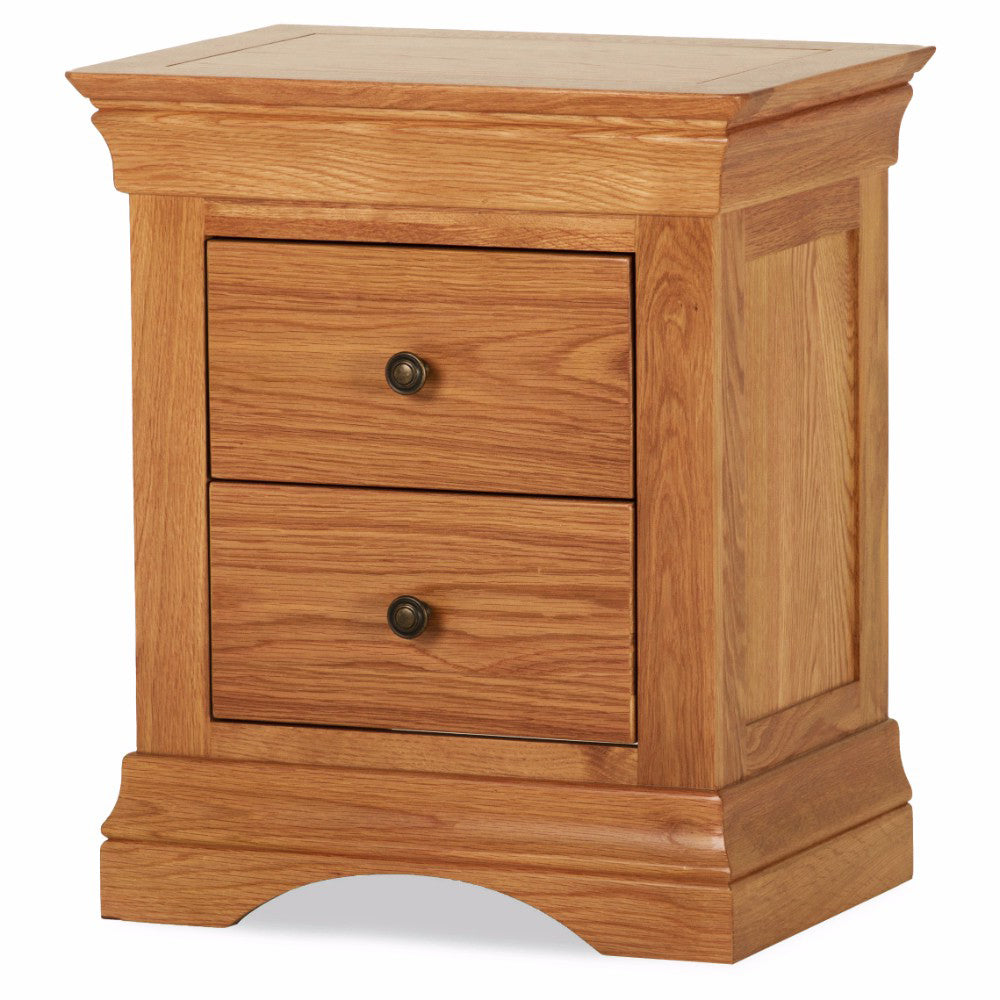 Delta Oak Two Drawer Bedside Locker