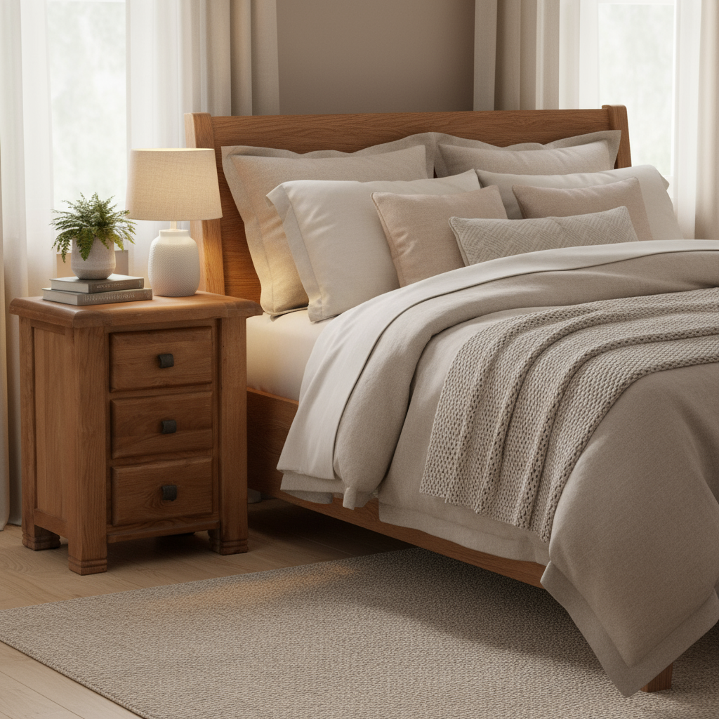 Providence Oak 3 Drawer Bedside Locker