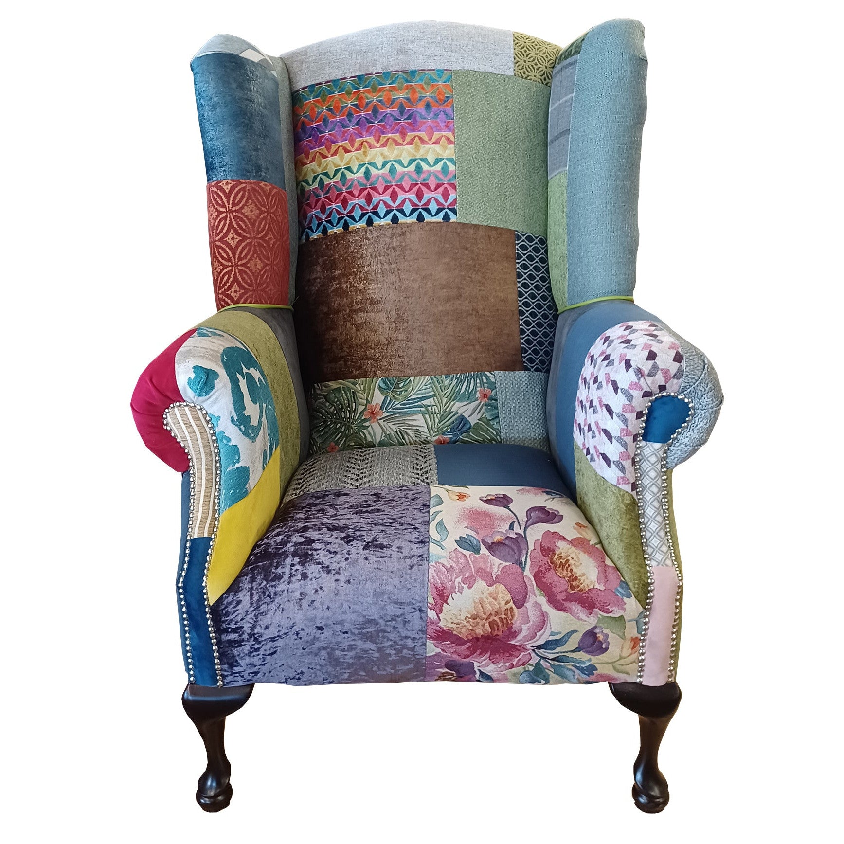 Queen Anne Patchwork Wing Chair