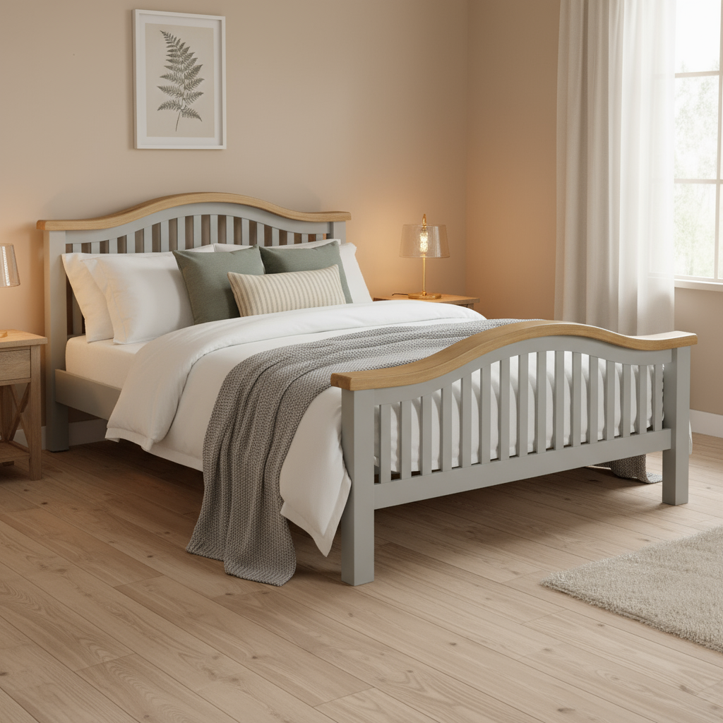 Capri Light Oak Curved Bedframe