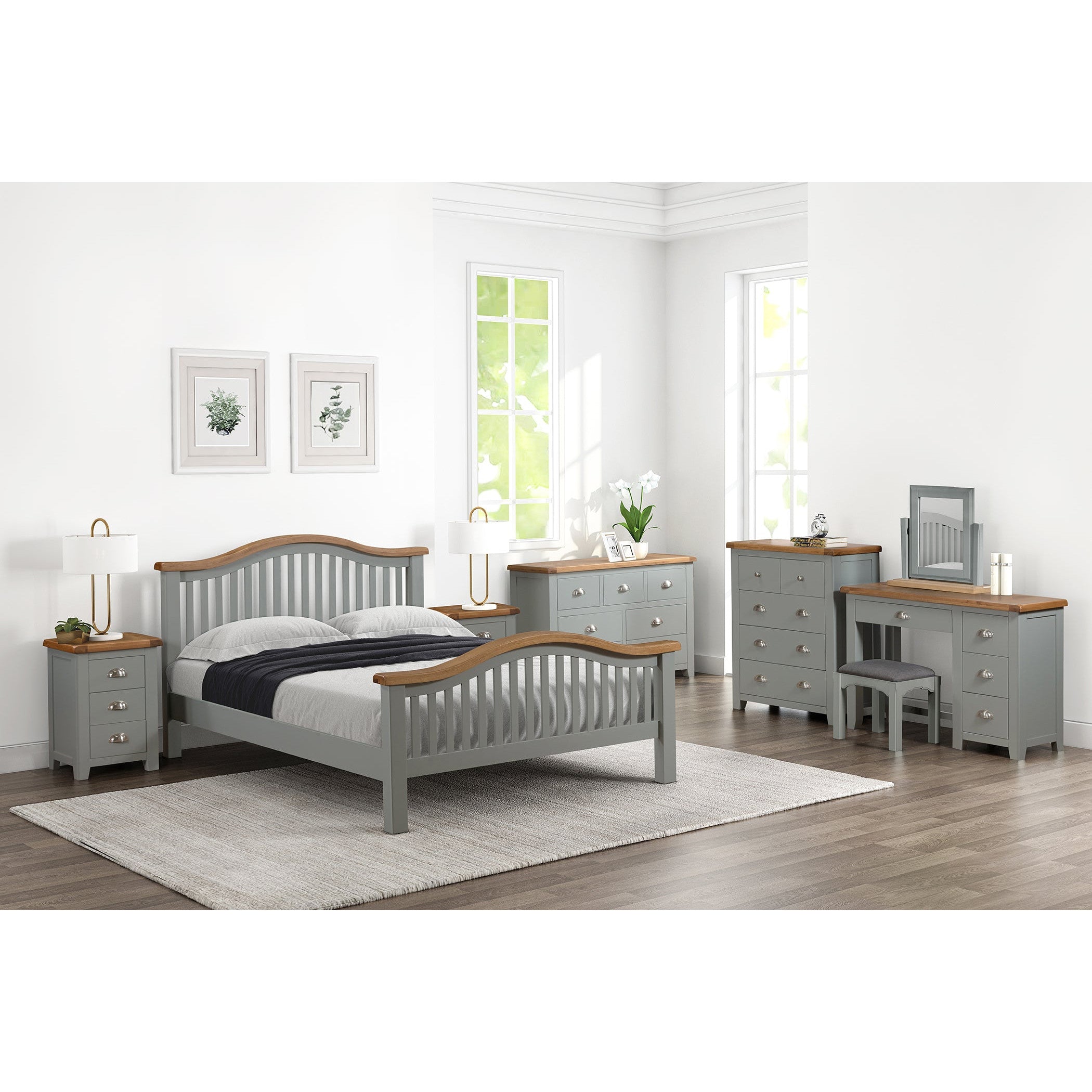 Capri Light Oak Curved Bedframe