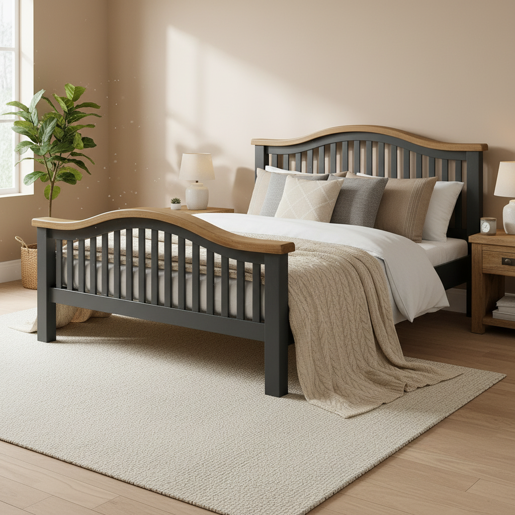 Capri Dark Oak Curved Bedframe