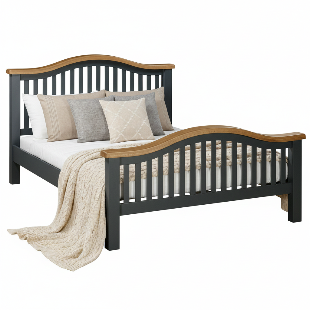 Capri Dark Oak Curved Bedframe