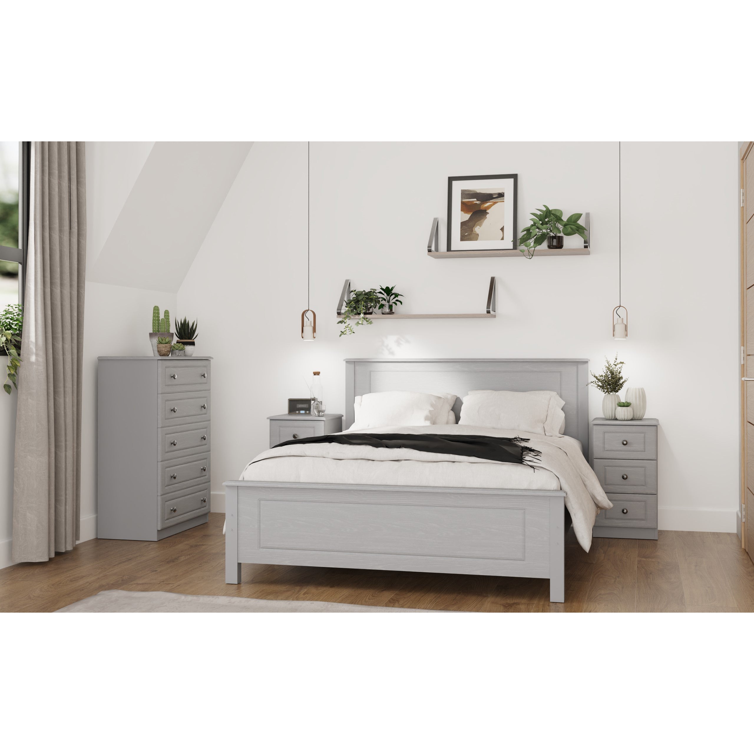 Grey Ash 3ft 2 Drawer Mirrored Wardrobe