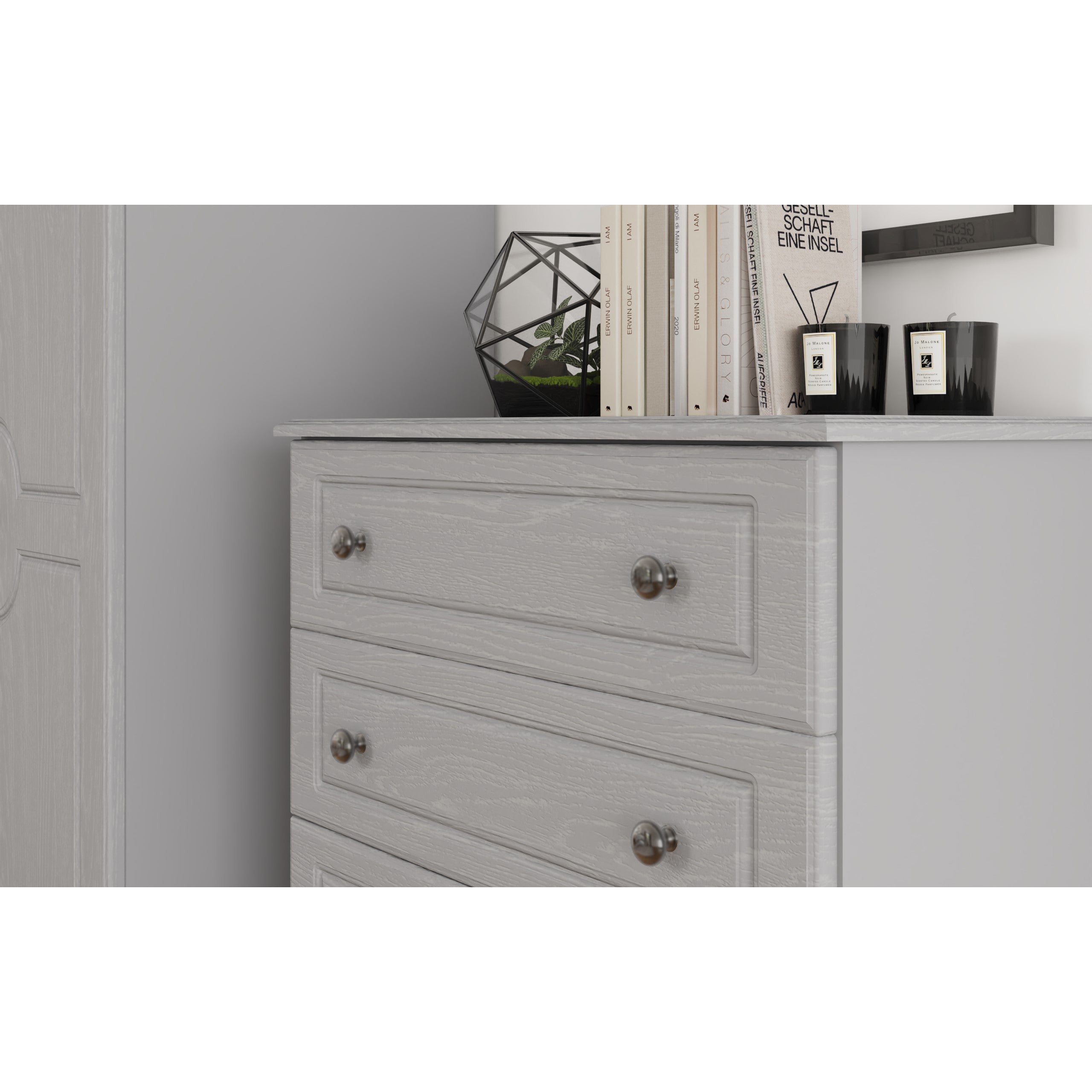 Grey Ash 3ft 2 Drawer Mirrored Wardrobe