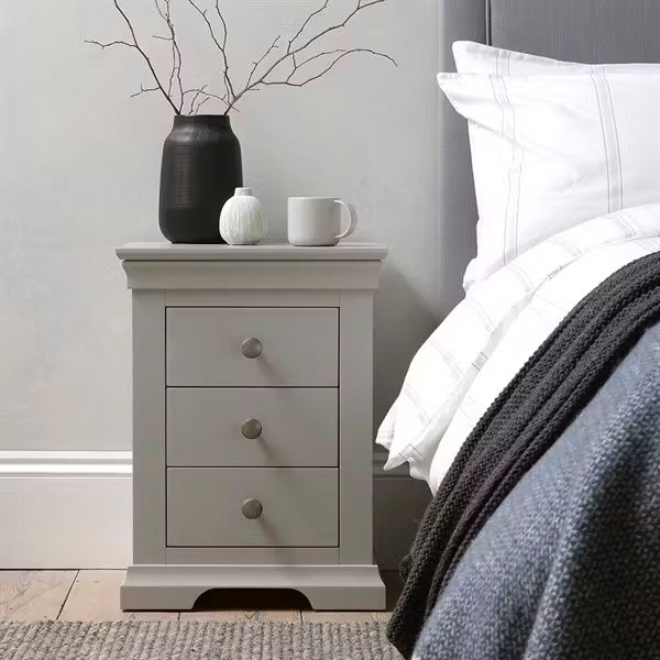 Province 3 Drawer Grey Bedside Locker