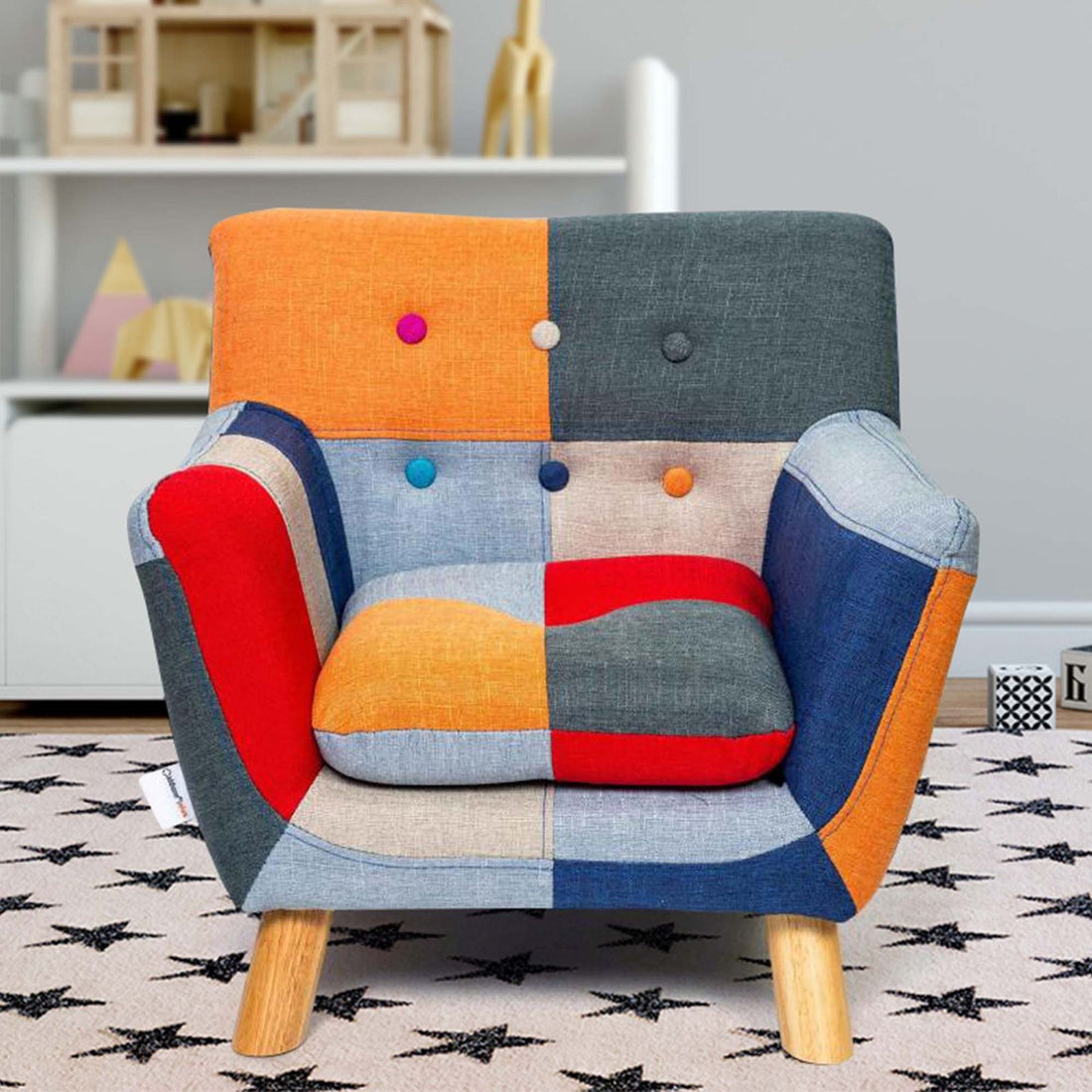Annah Linen Patchwork Multicolour Kids Armchair Gallery Image