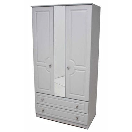 Grey Ash 3ft 2 Drawer Mirrored Wardrobe