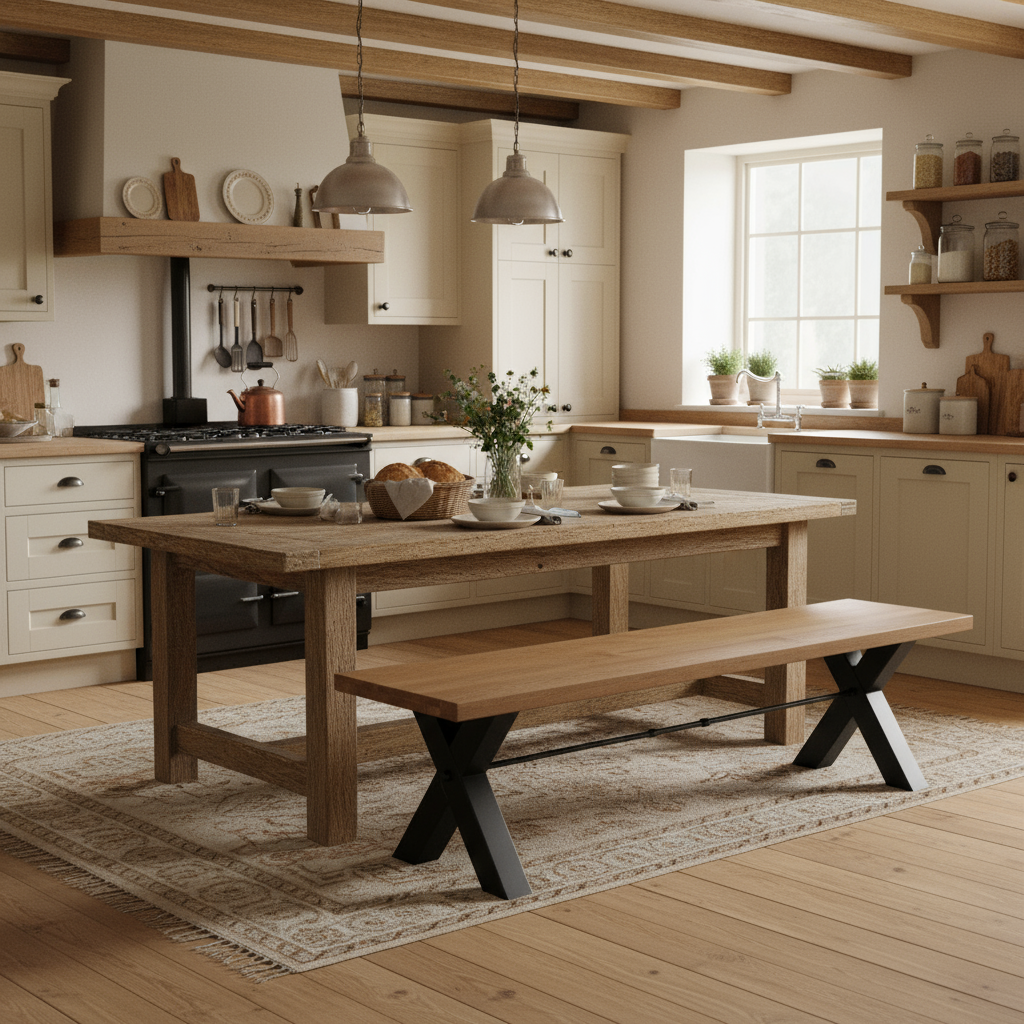 Charlotte Oak Bench 1.8 and 2.4 Metre