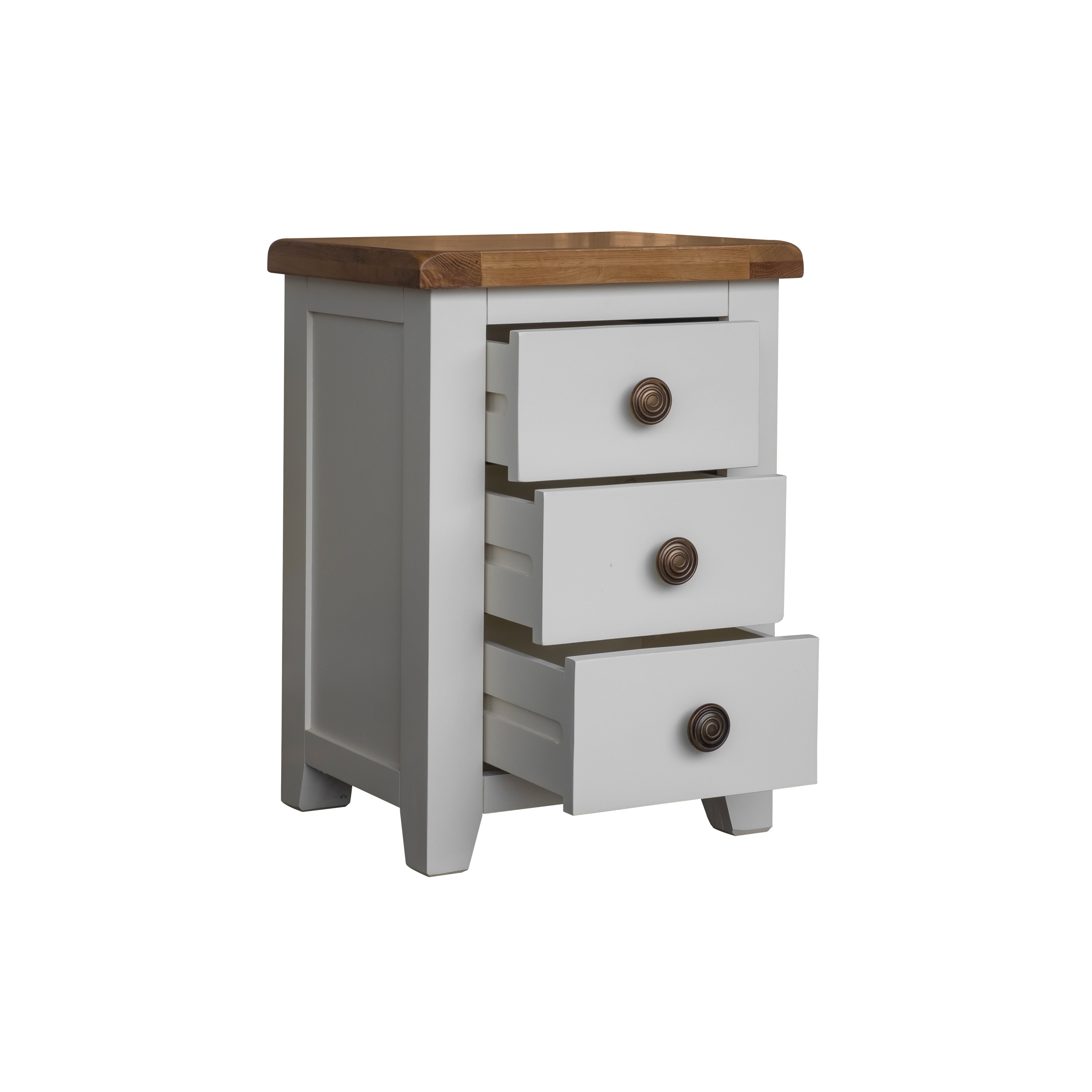 Skellig Oak 3 Drawer Bedside Cabinet