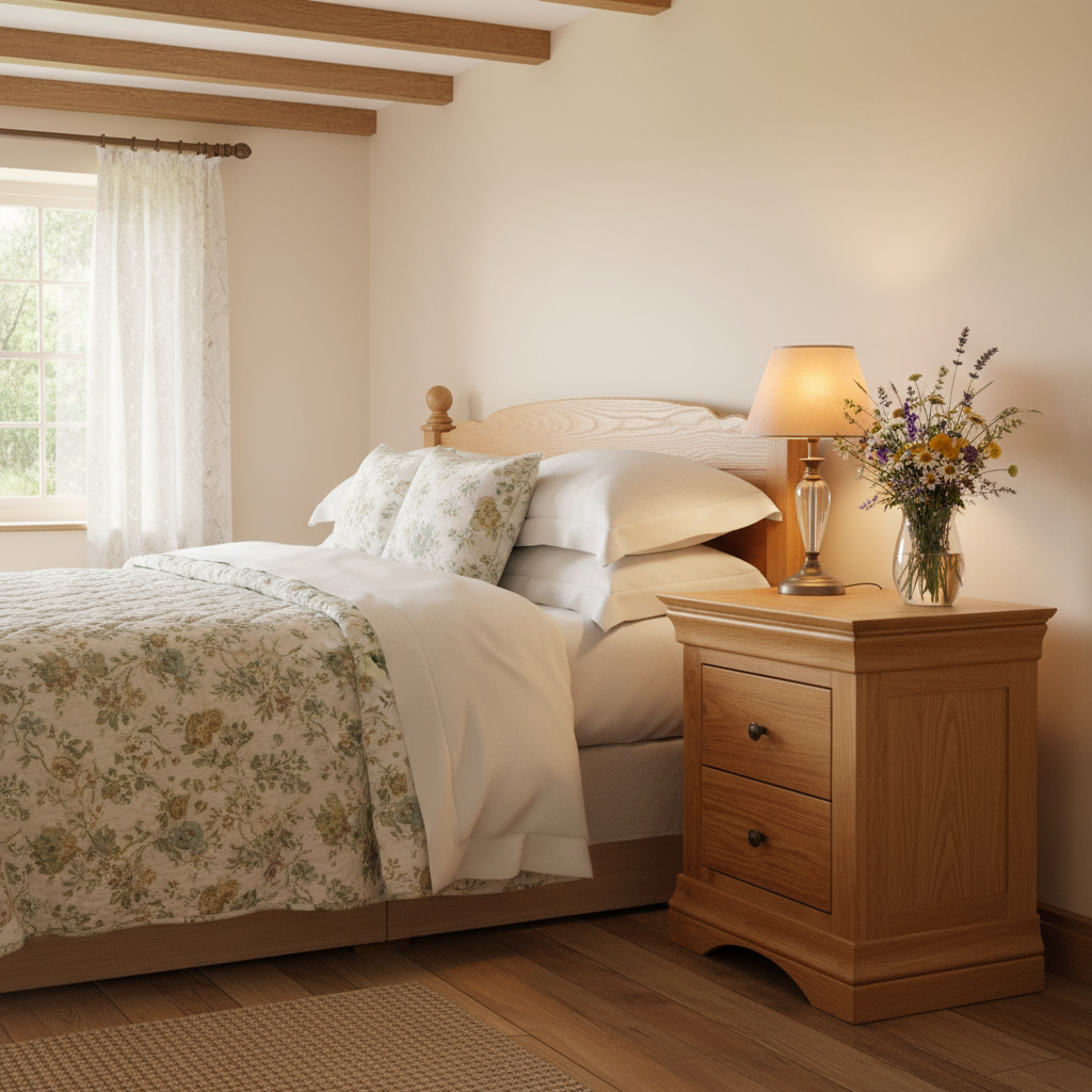 Delta Oak Two Drawer Bedside Locker