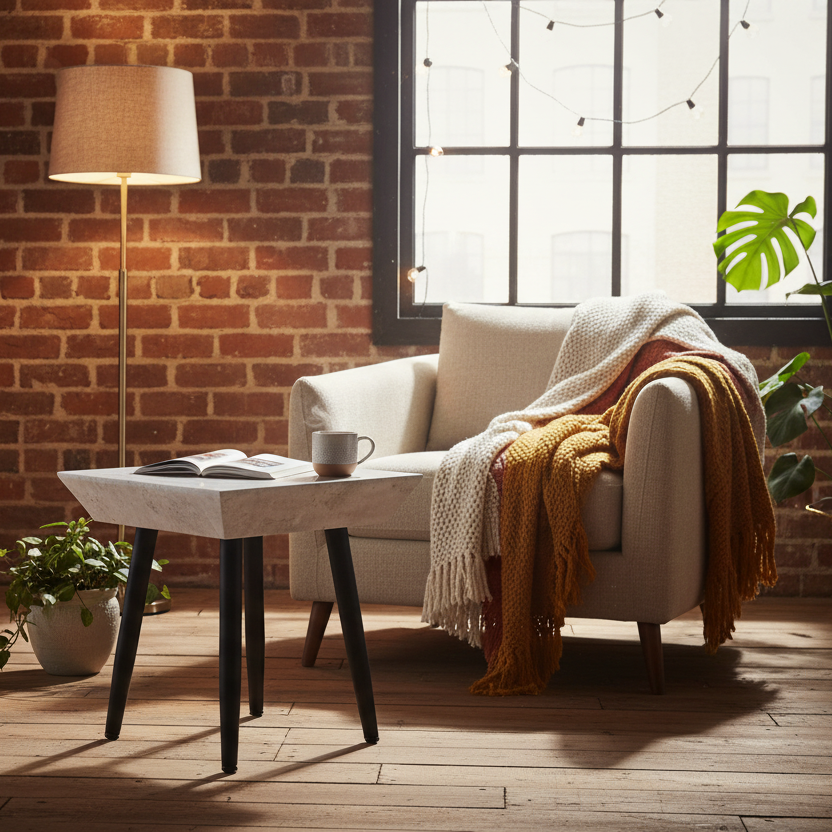 Munich Grey Marble Lamp Table