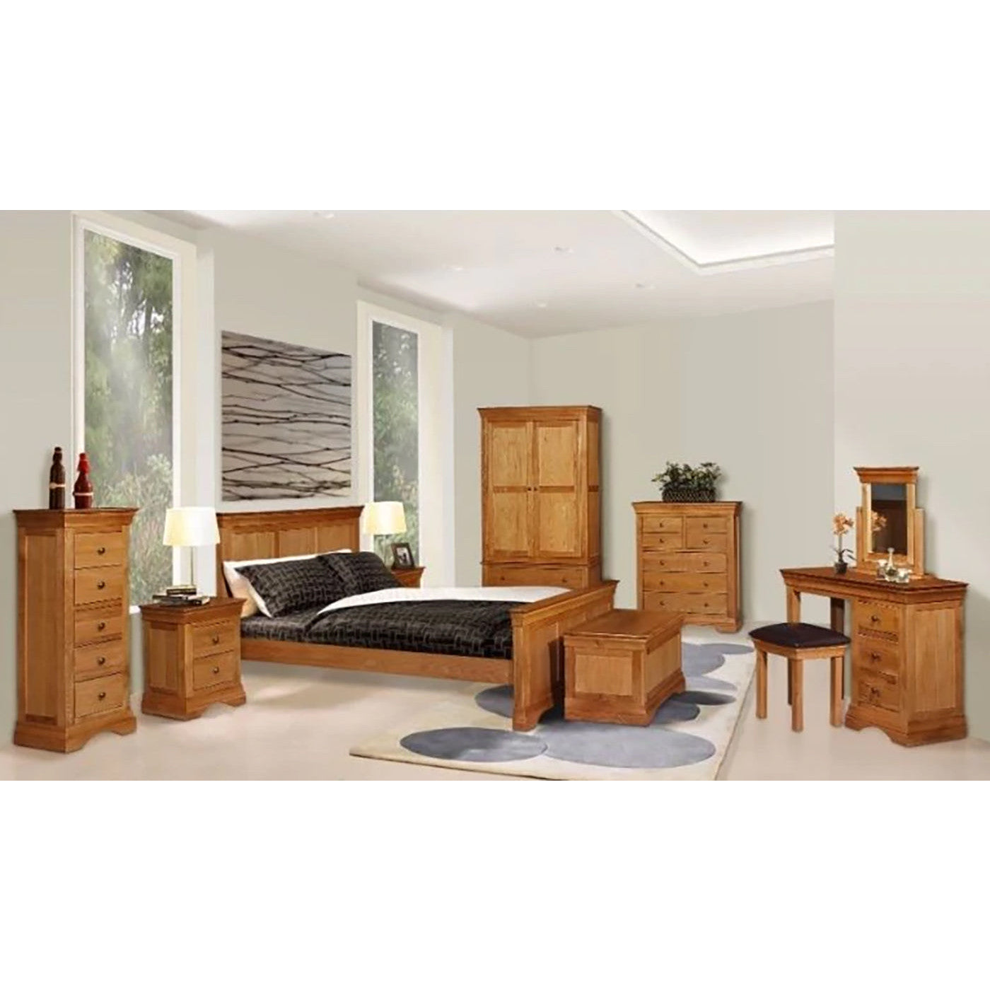 Delta Oak Two Drawer Bedside Locker