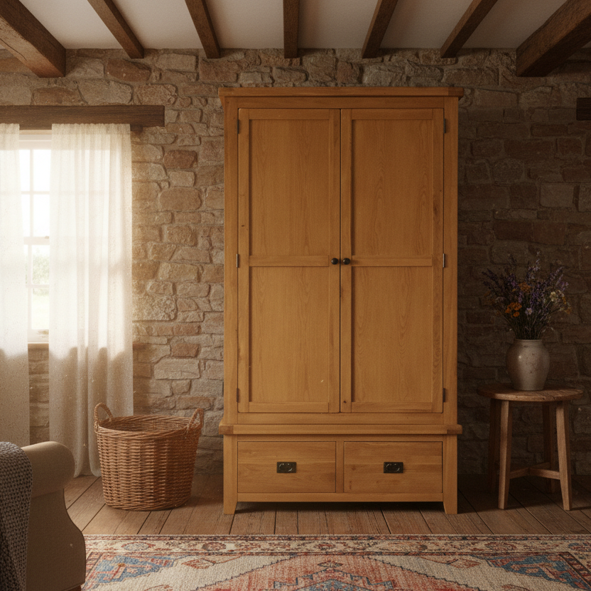 Saoirse Oak Double Wardrobe