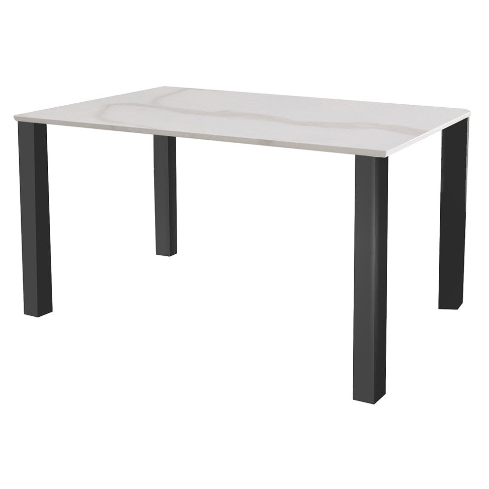 Circe White Marbled Glass 1.4m Dining Table