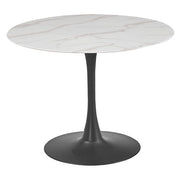 Circe White Marbled Glass Round Dining Table