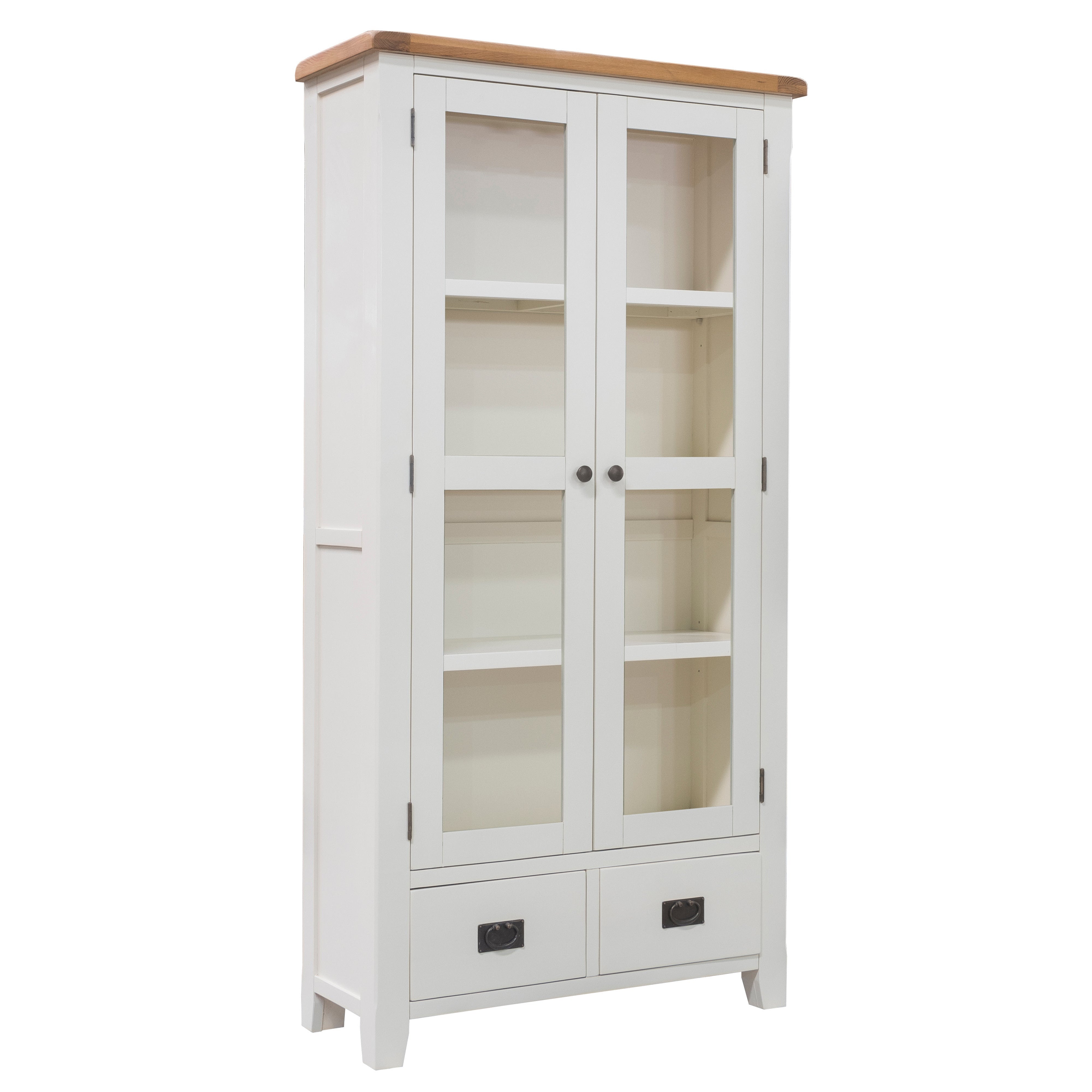 Skellig Oak 2 Drawer Glass Display Unit