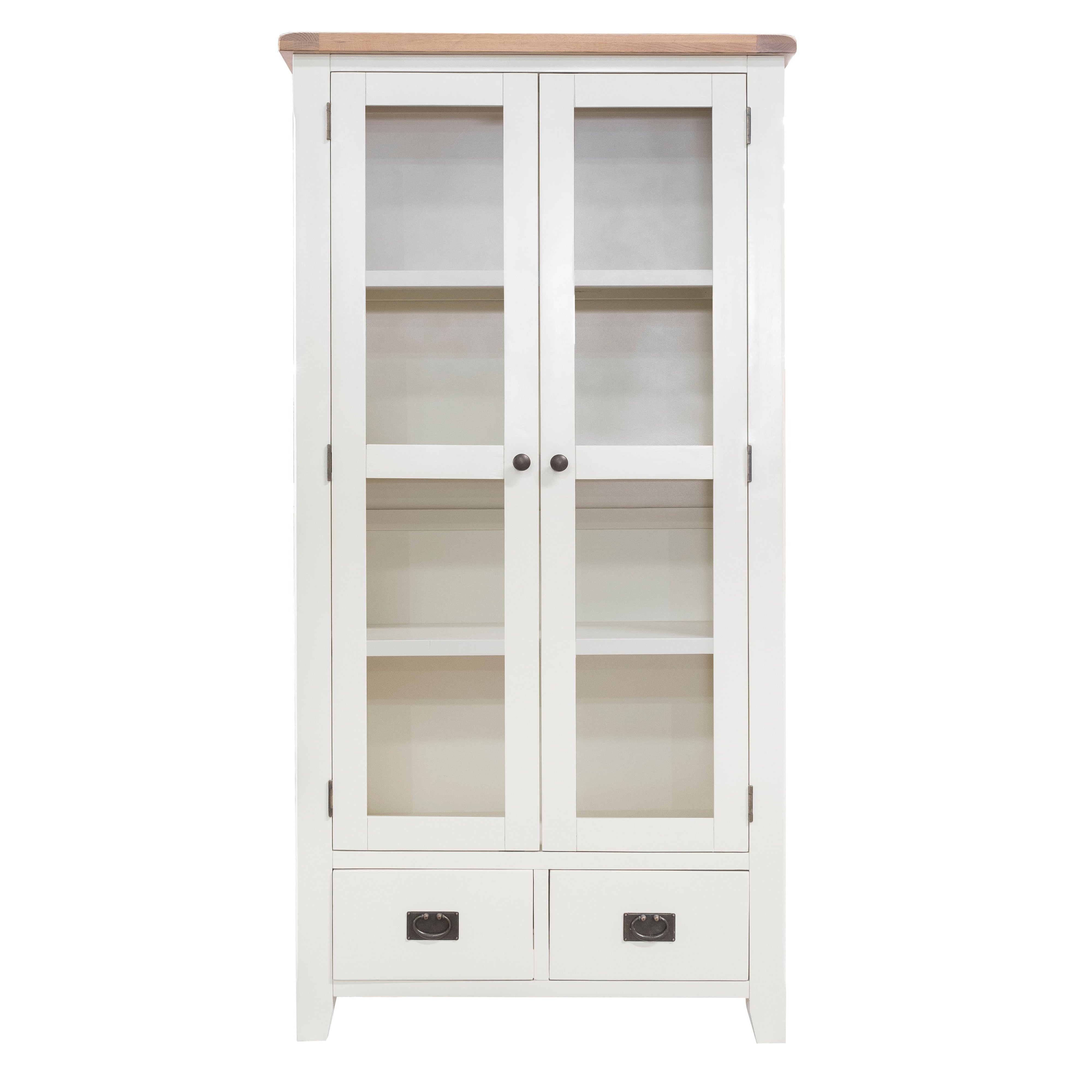 Skellig Oak 2 Drawer Glass Display Unit