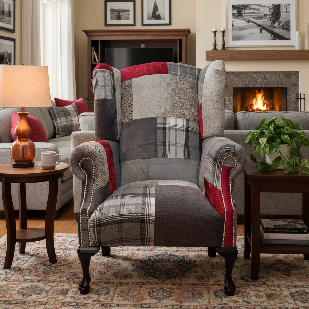 Queen Anne Patchwork Wing Chair