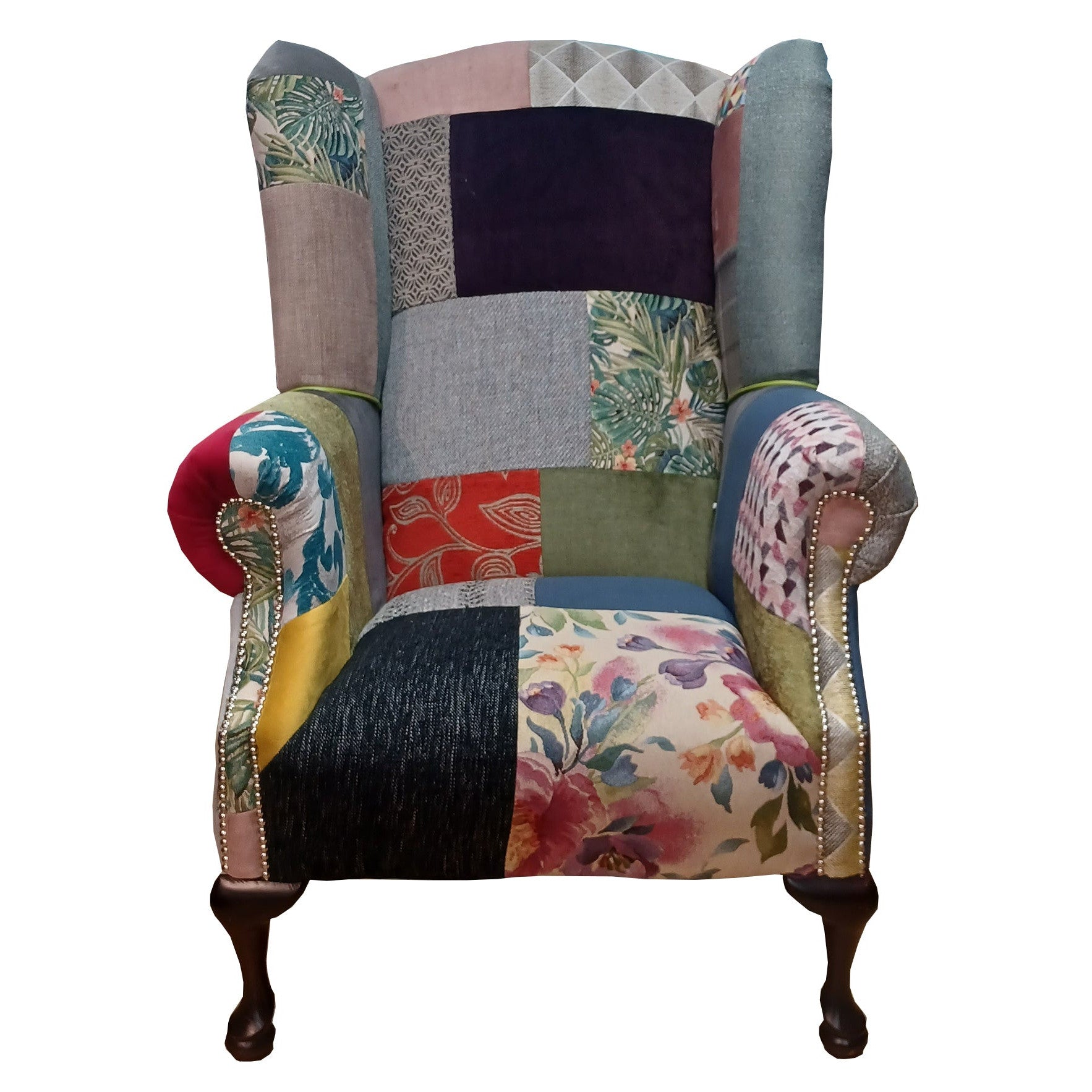 Queen Anne Patchwork Wing Chair