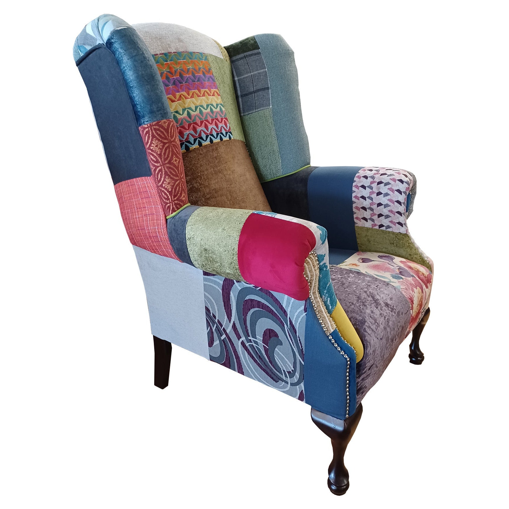 Queen Anne Patchwork Wing Chair