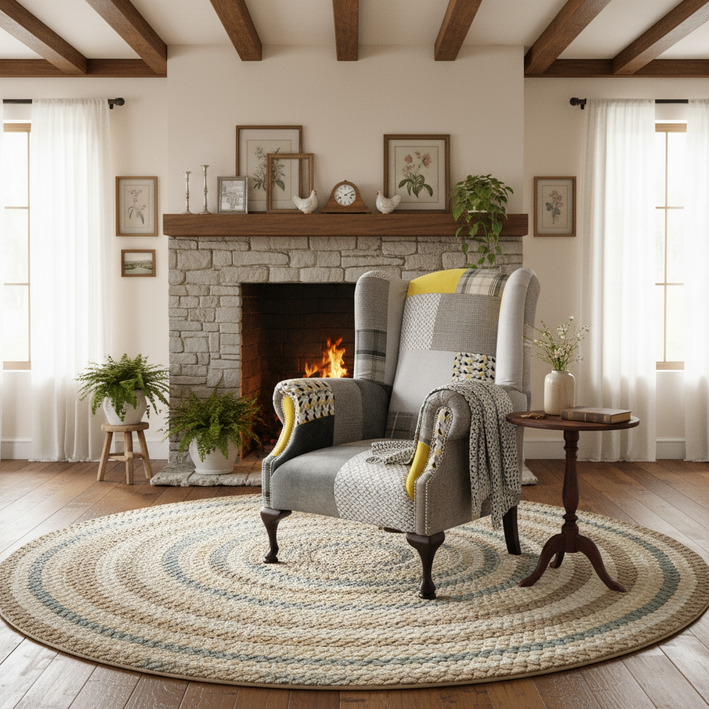 Queen Anne Patchwork Wing Chair