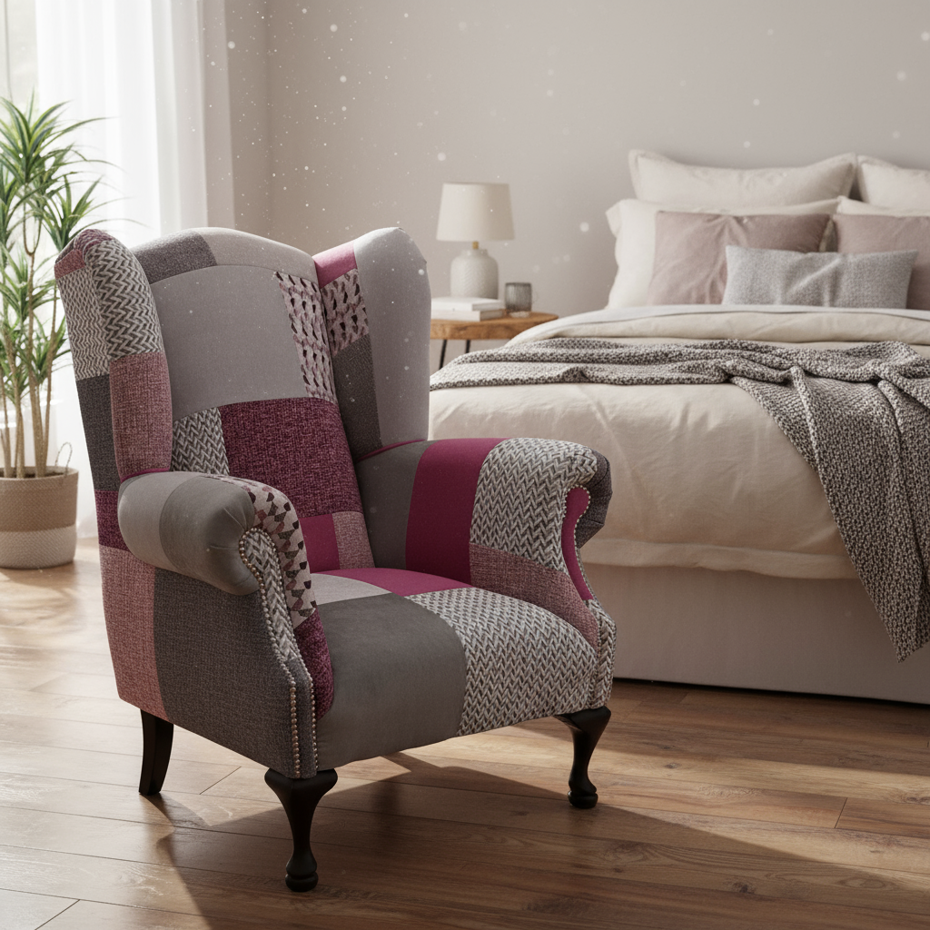 Queen Anne Patchwork Wing Chair