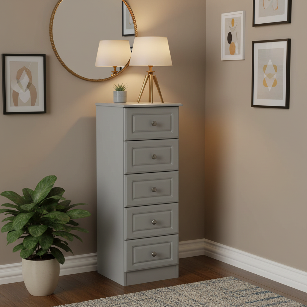 Grey Ash 5 Drawer Locker
