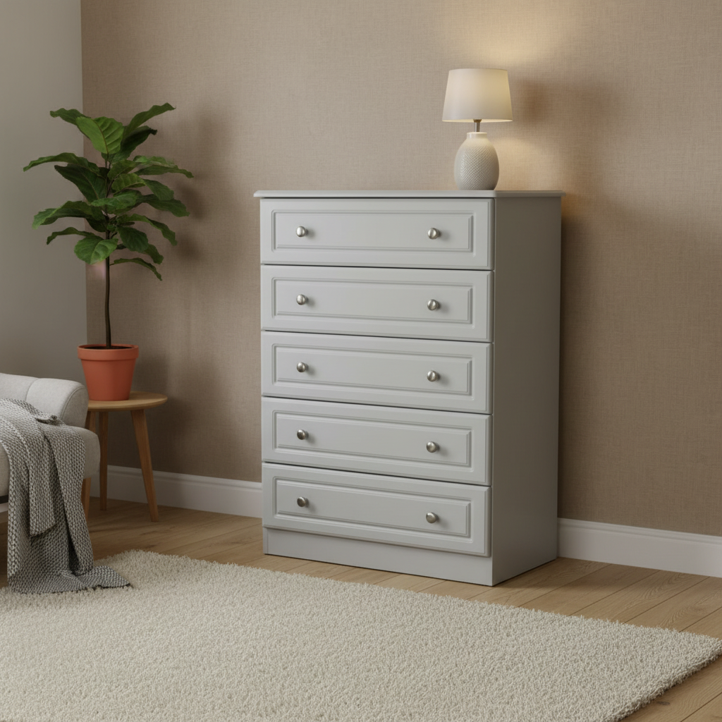 Grey Ash 5 Drawer Chest