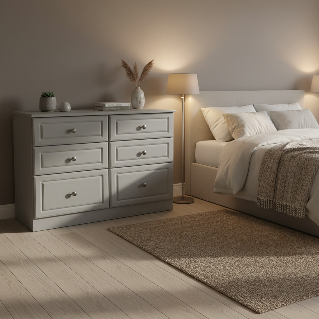 Grey Ash 6 Drawer Midi Chest