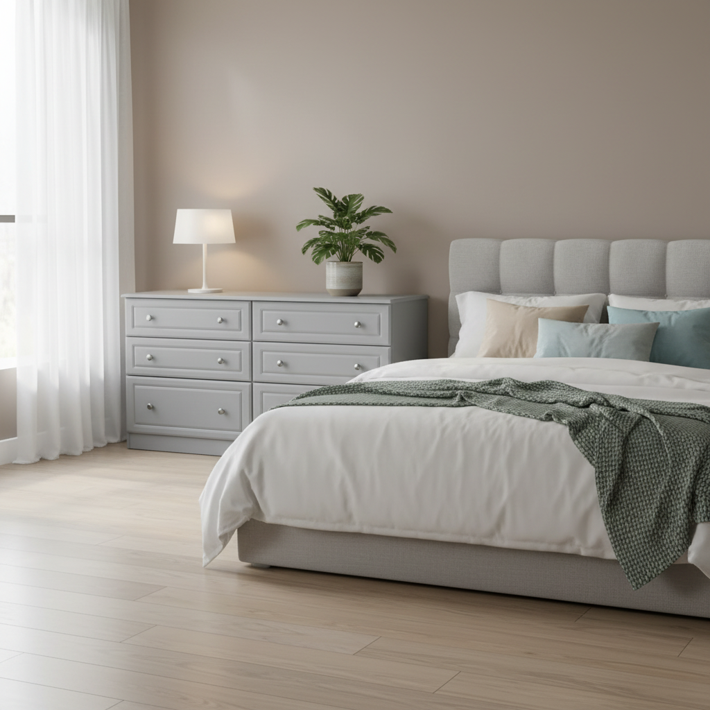 Grey Ash 6 Drawer Long Chest