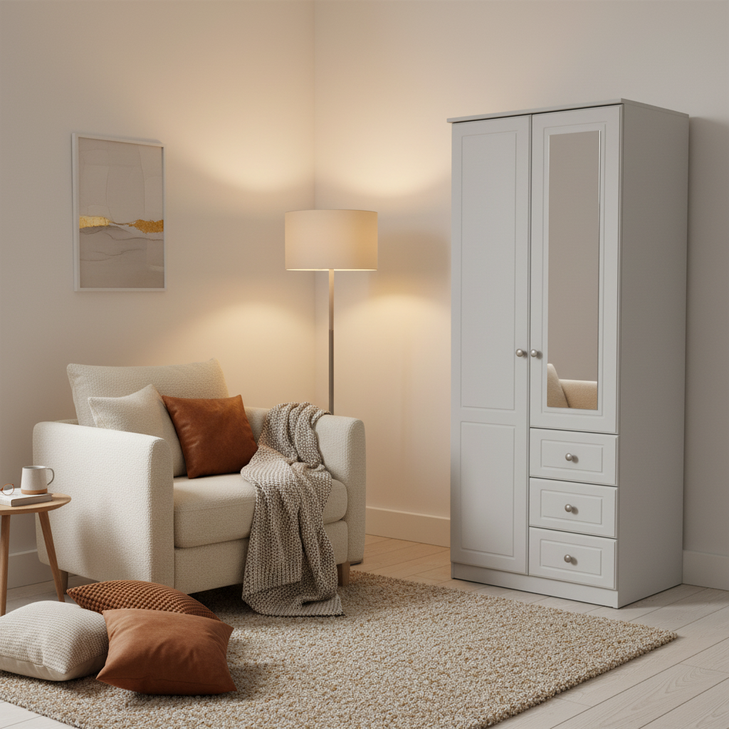 Grey Ash 2ft6 Combi Wardrobe