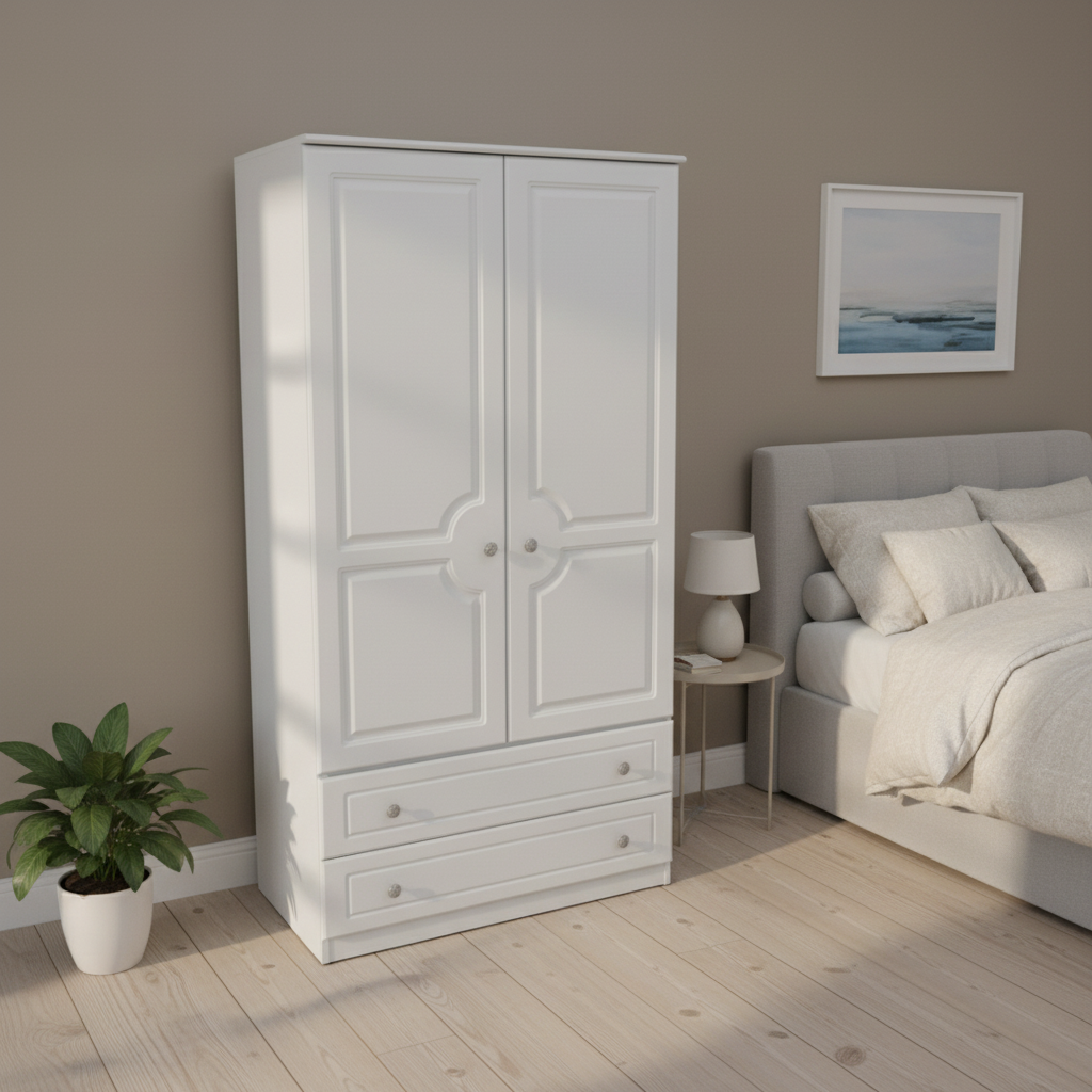 Grey Ash 3ft 2 Drawer Wardrobe