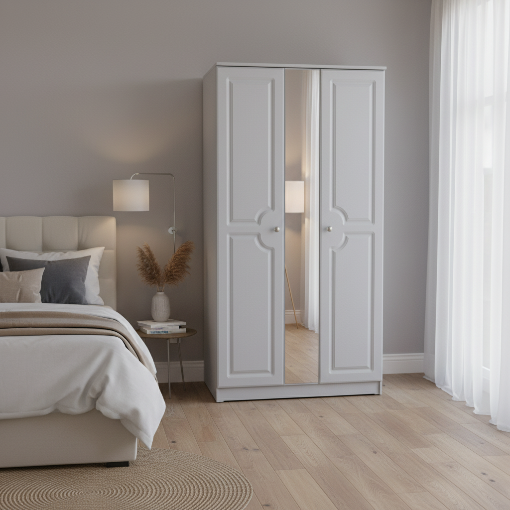 Grey Ash 3ft Mirror Wardrobe