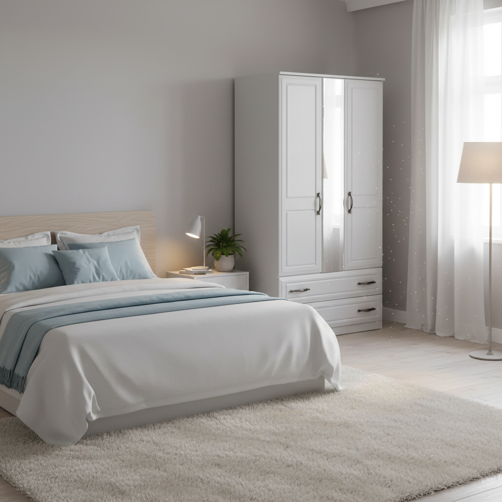 Metro 3ft Two Drawer Mirror Wardrobe
