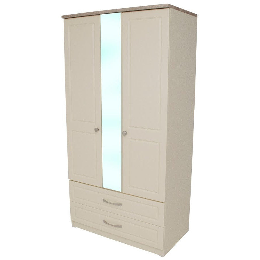 Milano 3ft 2 Drawer Mirrored Wardrobe