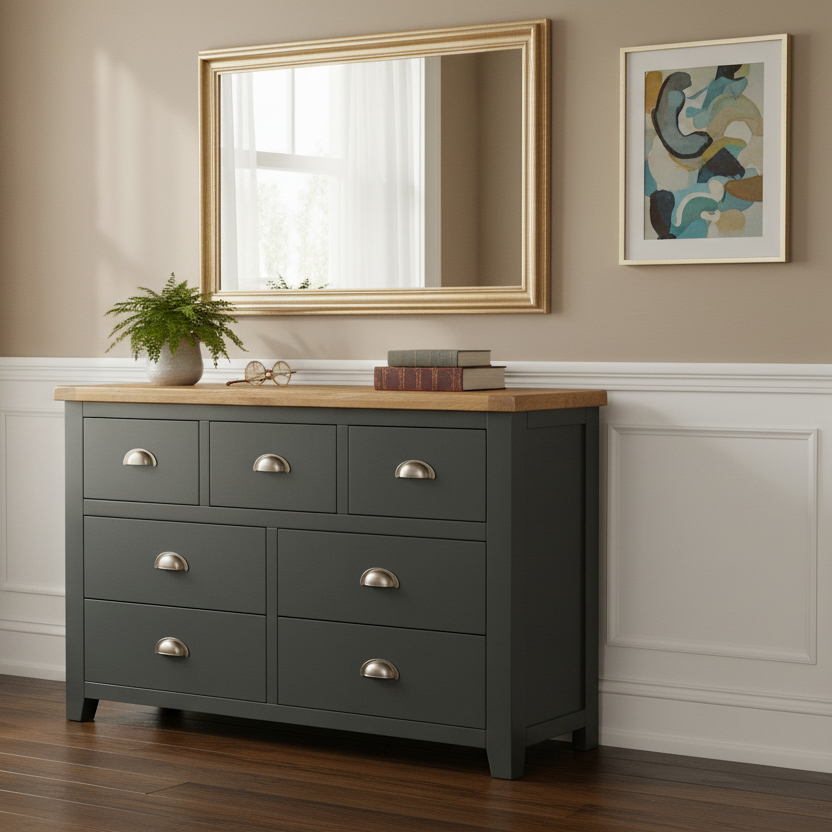 Capri Dark Oak 7 Drawer Wide Chest