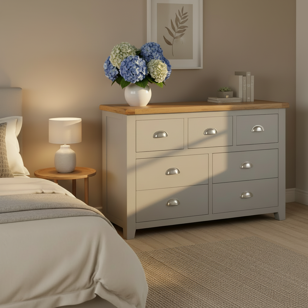 Capri Dark Oak 7 Drawer Wide Chest