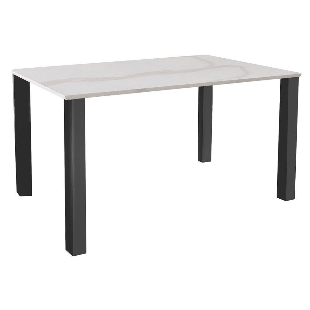 Circe White Marbled Glass 1.4m Dining Table