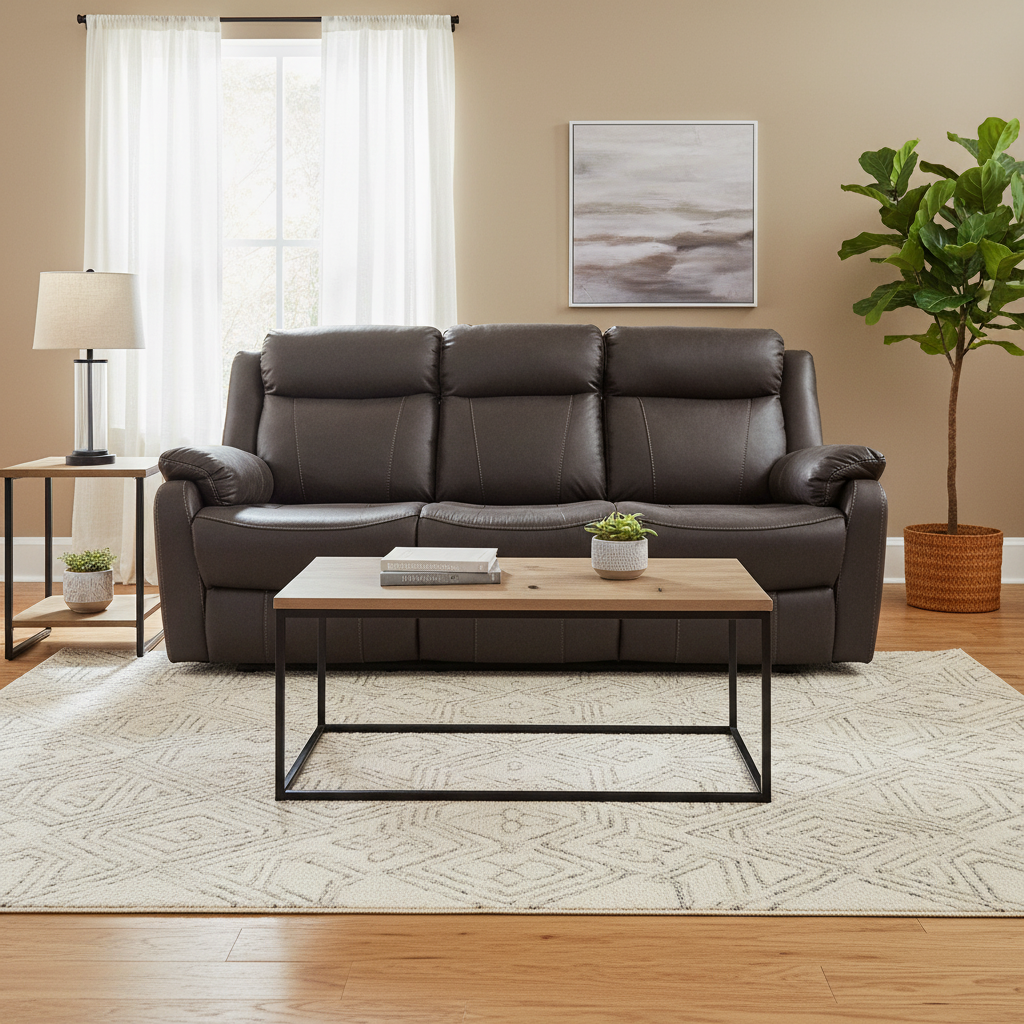 Joel 3 Seater Reclining Sofa with Table