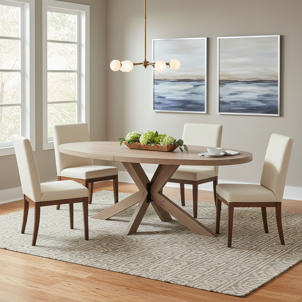 Pederson Oak Oval Table with Starburst Leg