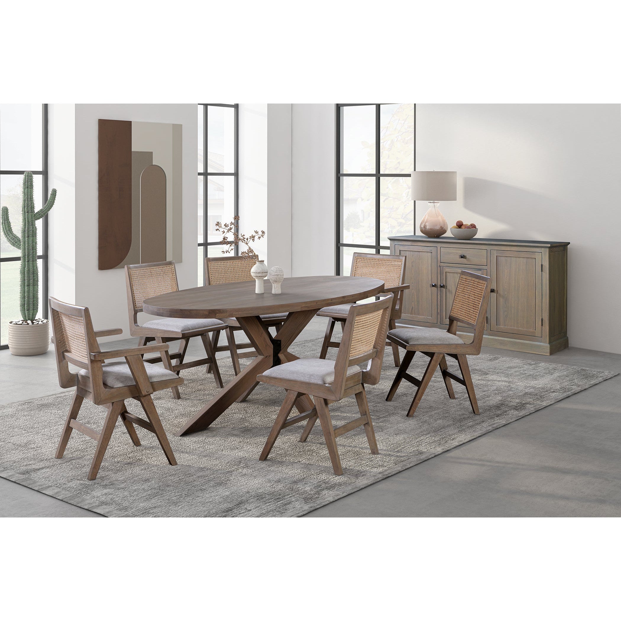 Pederson Oak Oval Table with Starburst Leg