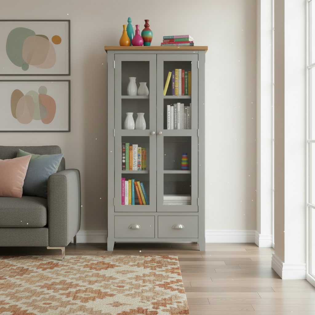 Capri Oak Display Cabinet