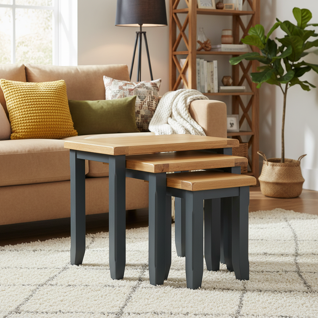 Capri Oak Nest of Three Tables