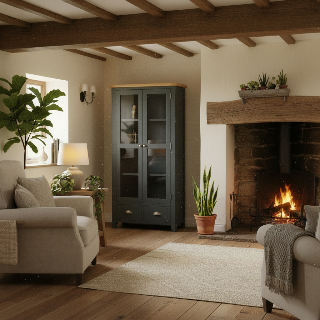 Capri Oak Display Cabinet