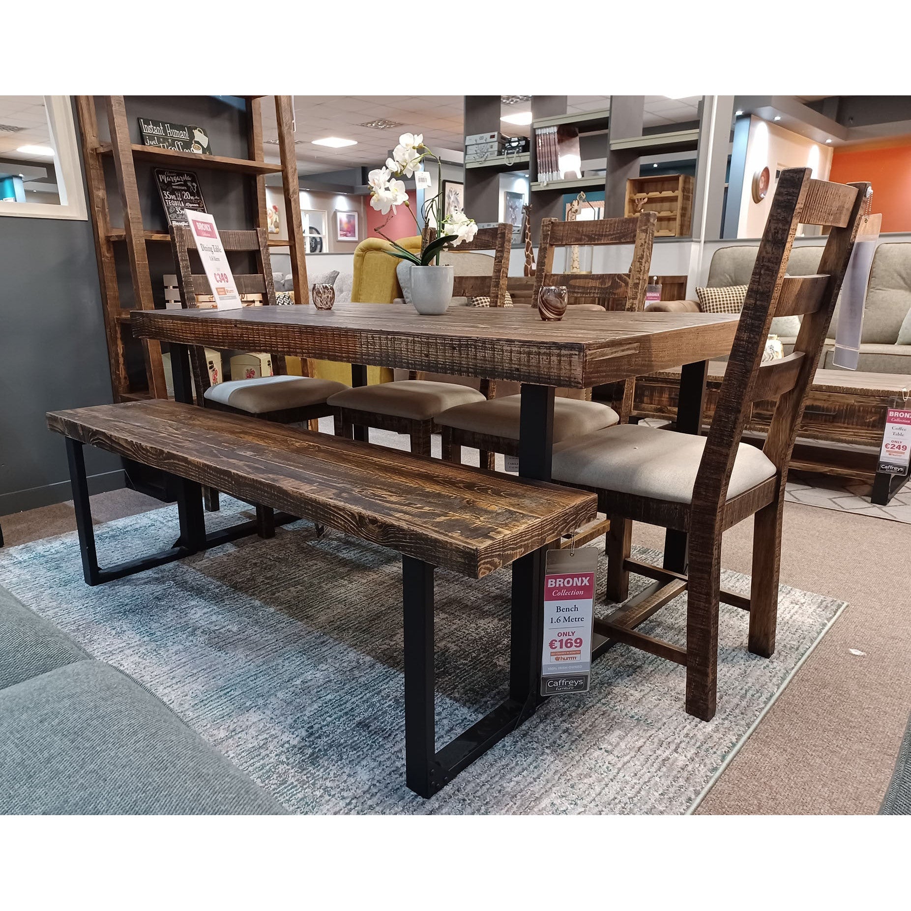 Bronx Reclaimed Oak Dining Bench 160cm