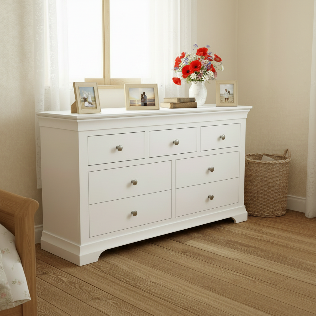 Province 3 over 4 Drawer Chest - White