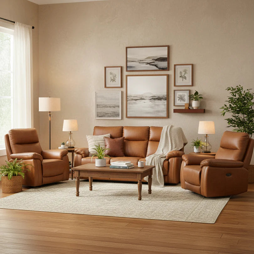 Texas Electric Reclining 3 + 2 Seater Leather Sofa Bundle