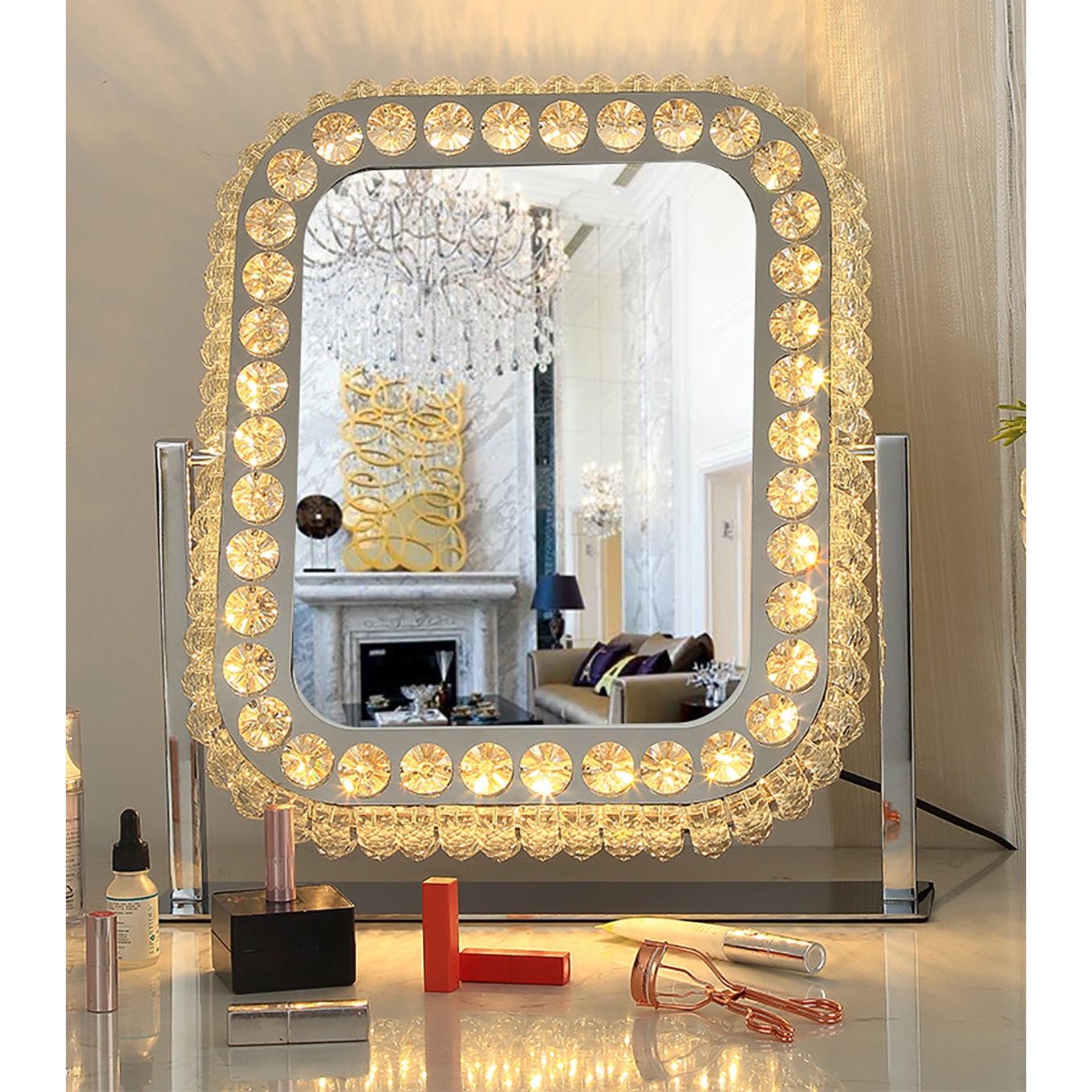 Hollywood California Crystal Swivel Mirror 400 x 500 mm PORTRAIT