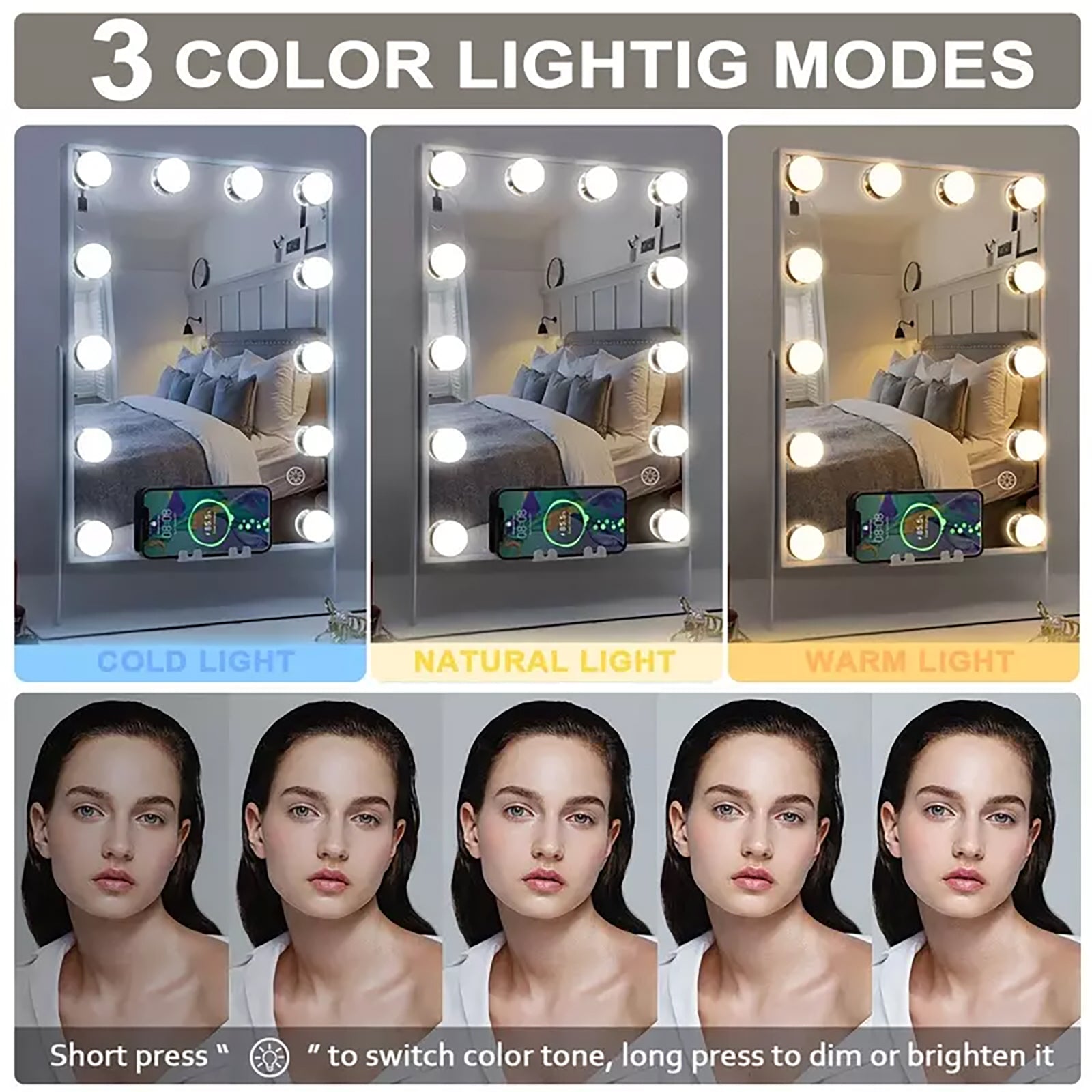 Hollywood California Mirror 300 x 410 mm PORTRAIT | 12 Bulb